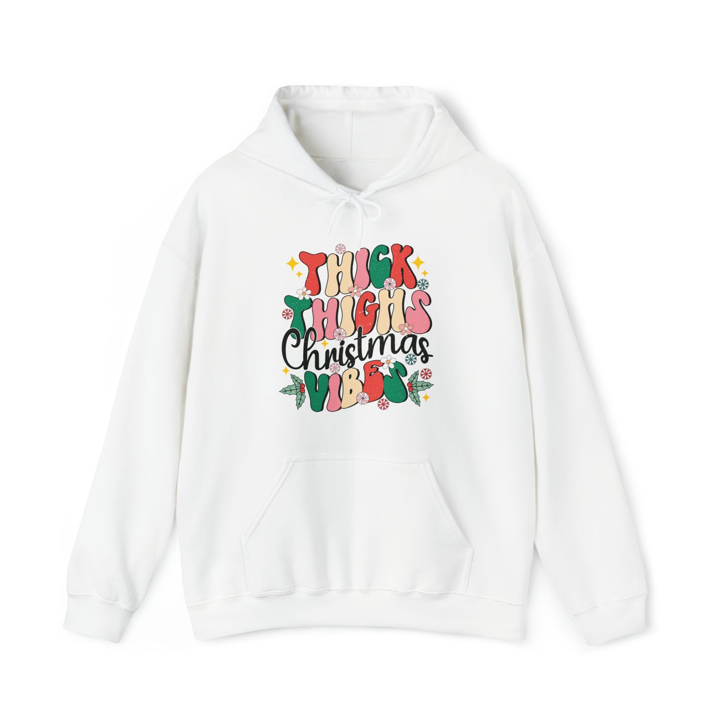 Thick Thighs Christmas Vibed Adult Hoodie