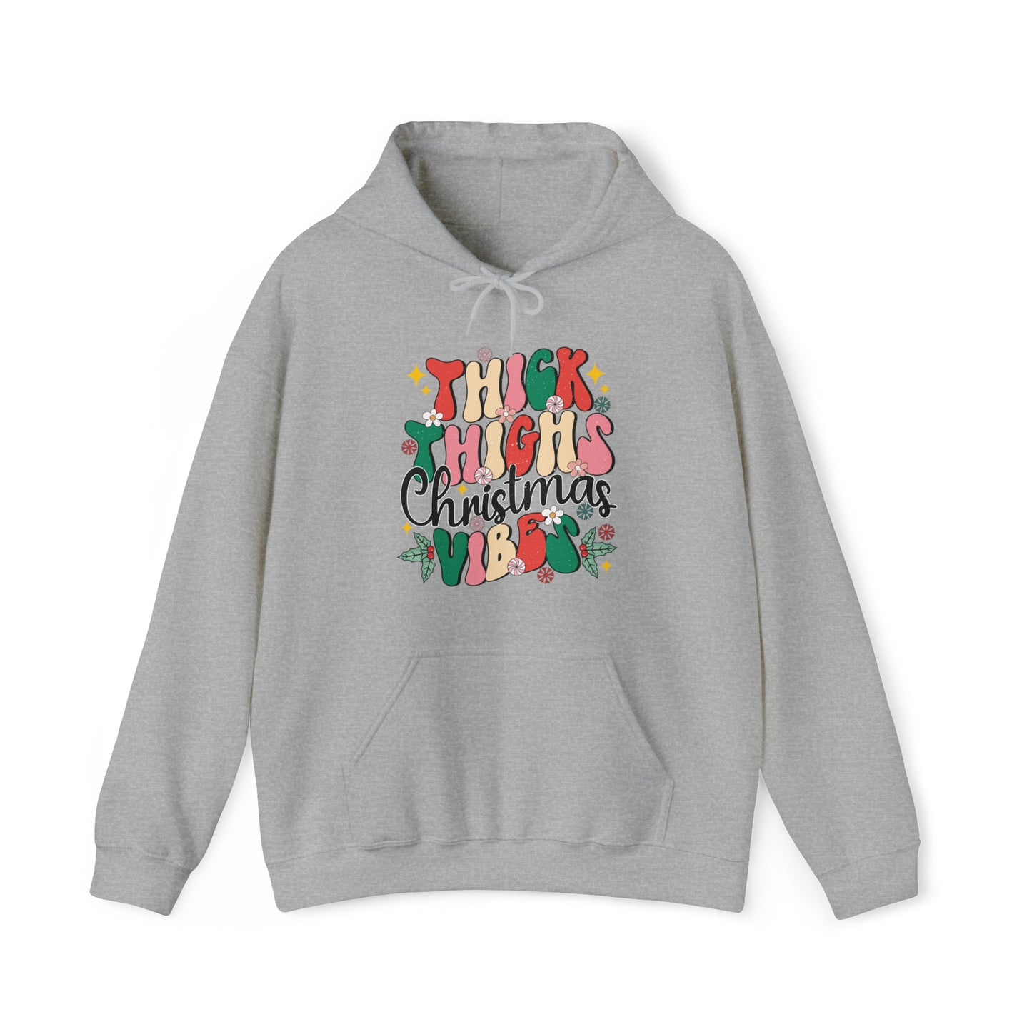 Thick Thighs Christmas Vibed Adult Hoodie