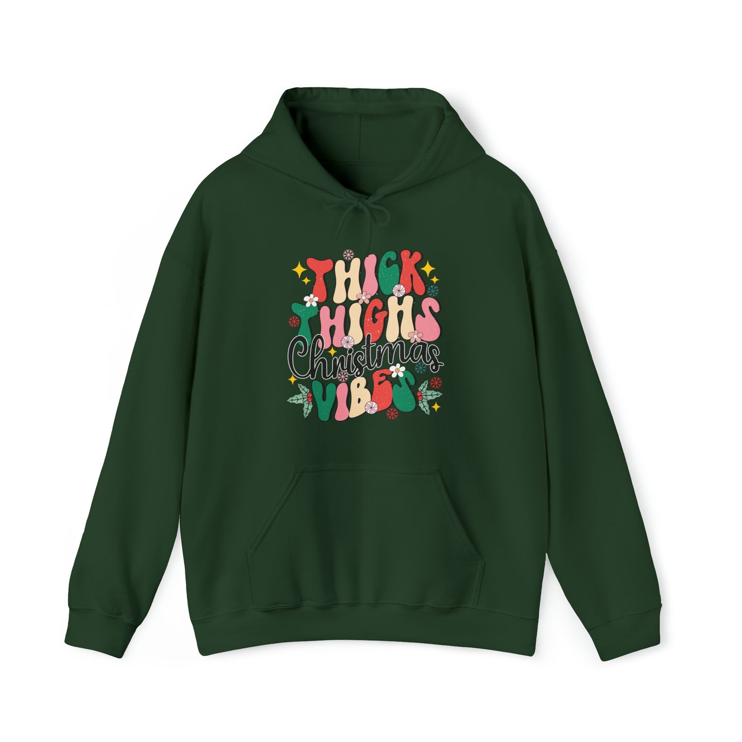 Thick Thighs Christmas Vibed Adult Hoodie